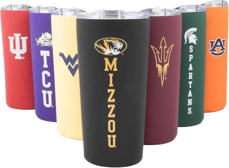 Decorvo Officially Licensed Collegiate Stainless Steel Tumbler - Double Walled Insulated Travel Tumbler with Slide Lid - 18 oz (Missouri Logo - Black) - Image 1